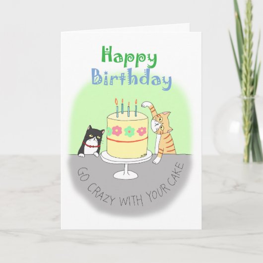 オレンジタビーとタキシード猫の誕生日 カード (正面)