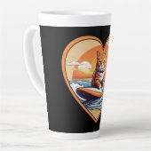 オレンジタビーのサーフィン猫 カフェラテマグ (左アングル)