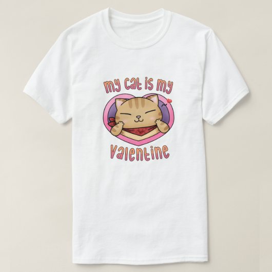 オレンジタビーの私の猫は私のバレンタイン Tシャツ (デザイン正面)