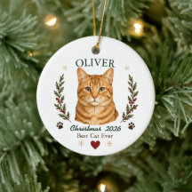 オレンジタビー猫のクリスマス オーナメント 名入れ