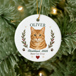 オレンジタビー猫のクリスマス オーナメント 名入れ