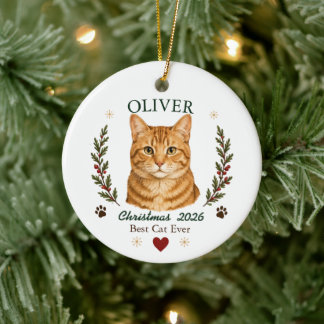 オレンジタビー猫のクリスマス オーナメント 名入れ