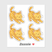 オレンジタビー猫のストレッチ4個セット シール (シート)