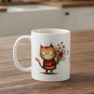 オレンジタビー猫のバレンタインですか? コーヒーマグカップ