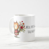 オレンジタビー猫のバレンタインですか? コーヒーマグカップ (正面左)