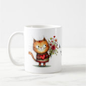 オレンジタビー猫のバレンタインですか? コーヒーマグカップ (左)