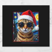 オレンジタビー猫の星月夜クリスマス スパークリングワインラベル (シングルラベル)