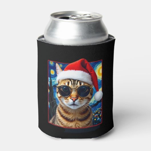 オレンジタビー猫の星月夜クリスマス 缶クーラー (缶正面)