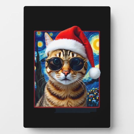 オレンジタビー猫の星空クリスマス フォトプラーク (正面)