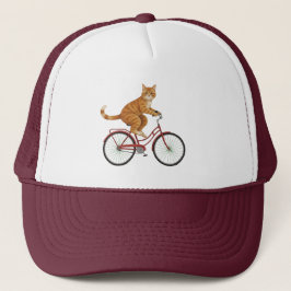オレンジタビー猫の自転車乗り キャップ
