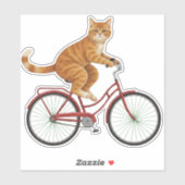 オレンジタビー猫の自転車乗り シール (シート)