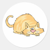 オレンジタビー猫の飛びかかり ラウンドシール (正面)