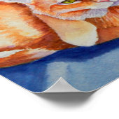 オレンジタビー猫を抱き寄せる ポスター (角)