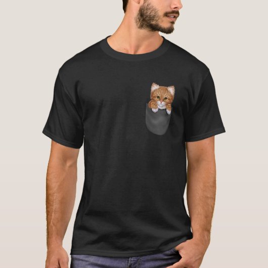 オレンジタビー猫インポケット Tシャツ (正面)