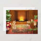 オレンジタビー猫クリスマスファミリー シーズンポストカード (正面/裏面)