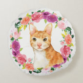 オレンジタビー猫フローラリース枕 ラウンドクッション (裏面)