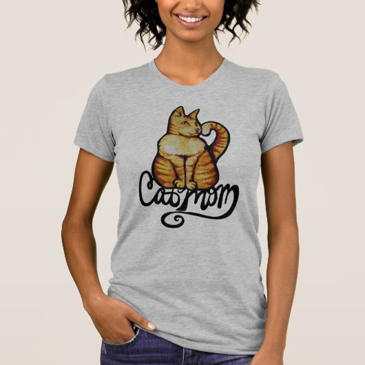 オレンジタビー猫ママキティ猫アートワーク Tシャツ (正面)
