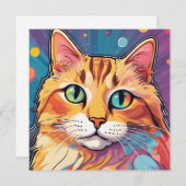 オレンジタビー猫 | カラフルコンテンポラリー絵を描の シーズンカード (正面/裏面)