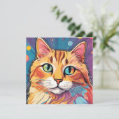 オレンジタビー猫 | カラフルコンテンポラリー絵を描の シーズンカード (スタンド正面)