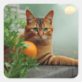 オレンジタビー猫 スクエアシール
