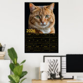 オレンジタビー猫 2026年カレンダー ポスター (ホームオフィス)