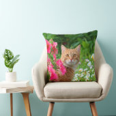 オレンジタブビーキャットインフラワーズ装飾用クッション クッション (椅子)