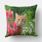 オレンジタブビーキャットインフラワーズ装飾用クッション クッション (裏面)