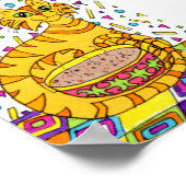 オレンジタブビーキャットウィズカプチーノミニフォークアート ポスター (角)