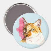 オレンジタブビーキャットウォーター絵画カラー マグネット (正面/裏面)