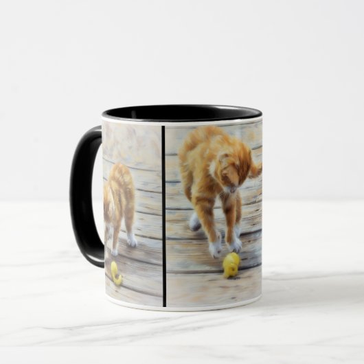 オレンジタブビーキャットキットンよくはしゃぐ写真マグ マグカップ (正面左)