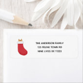 オレンジタブビーキャットクリスマスストッキング差出人住所 ラベル (インサイチュ)