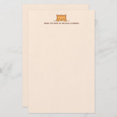 オレンジタブビーキャットピーキング上カスタム文字ベージュ 便箋 (正面/裏面)