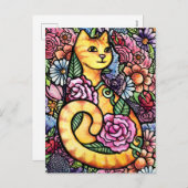 オレンジタブビーキャットフラワーガーデン シーズンポストカード (正面/裏面)