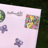 オレンジタブビーキャットフラワーガーデン スクエアシール