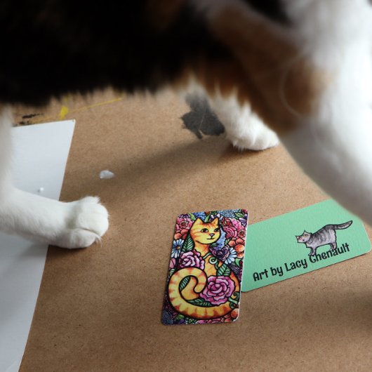 オレンジタブビーキャットフラワーガーデン ノートカード