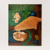 オレンジタブビーキャット&鏡 ジグソーパズル (縦)