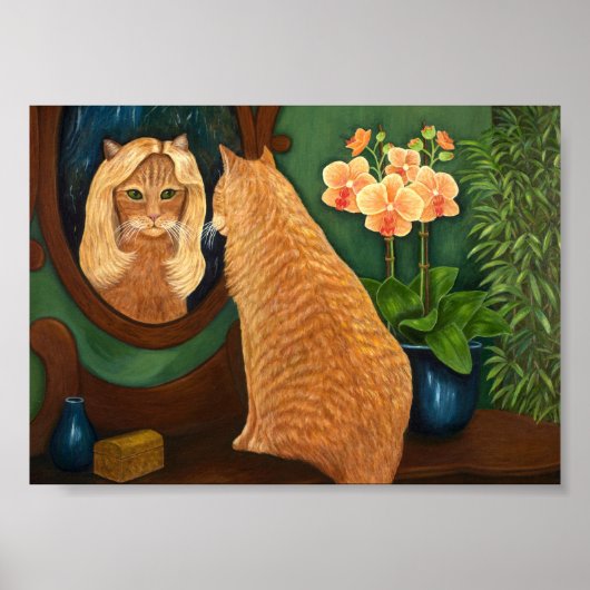 オレンジタブビーキャット&鏡 ポスター (正面)