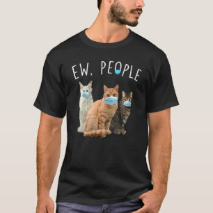 オレンジタブビーキャットEw peopleキャットマスクを着けた顔 Tシャツ