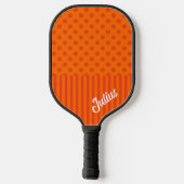 オレンジタンゲリン水玉模様ストライプパーソナライズされた ピックルボールラケット (裏面)