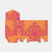 オレンジタンゴピンクとオレンジの花柄ダマスク フェイバーボックス (折り畳みなし)