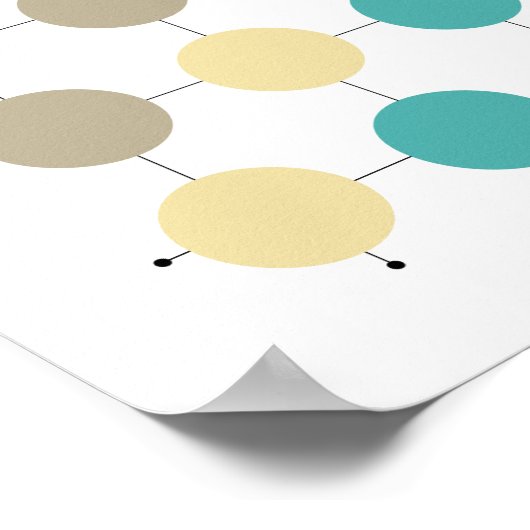 オレンジターコイズクリームタン円 ポスター (角)