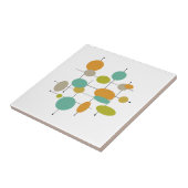 オレンジターコイズグリーンサークルミッドセンチュリーレトロ タイル (側面)