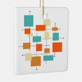 オレンジターコイズスクエアミッドセンチュリークリスマス セラミックオーナメント (右)