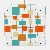 オレンジターコイズスクエアミッドセンチュリークリスマス セラミックオーナメント (裏面)