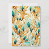 オレンジターコイズピーコックフェザーブライダルシャワー 招待状 (裏面)