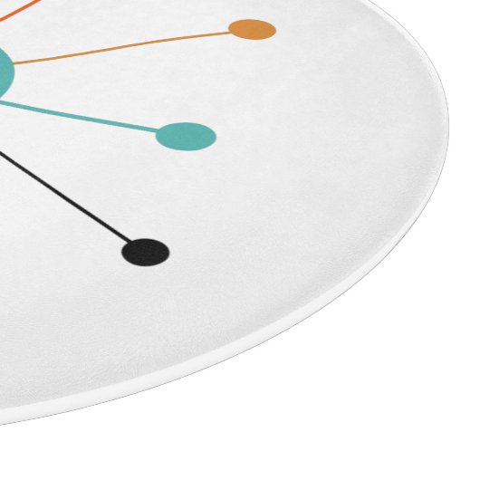 オレンジターコイズ原子時代スターバストミッドセンチュリー カッティングボード (角)