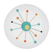 オレンジターコイズ原子時代スターバストミッドセンチュリー カッティングボード (正面)