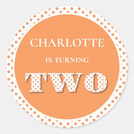 オレンジターニング2水玉模様 ラウンドシール (正面)