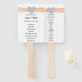 オレンジダイヤモンドハート結婚式 プログラム ハンドファン (正面&裏面)