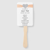 オレンジダイヤモンドハート結婚式 プログラム ハンドファン (正面)